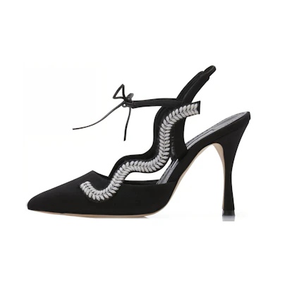 (W) Manolo Blahnik Waga 'Black Pointed-Toe'