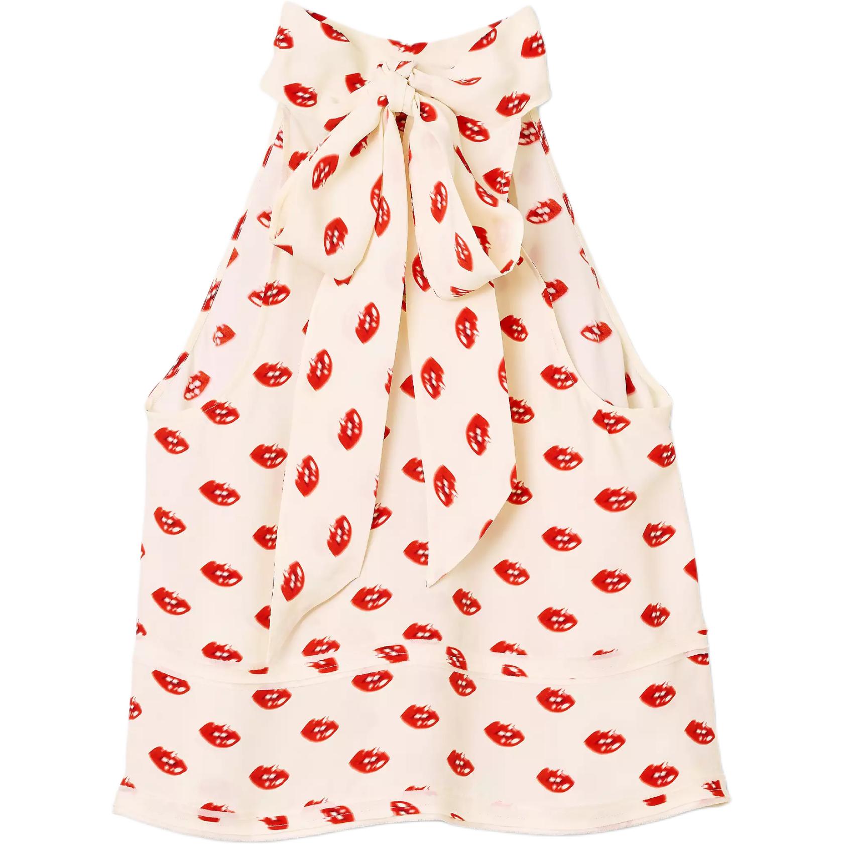 (Women) MARC JACOBS Kiss Print Lace-Up Backless Sleeveless Tank Top . 2S6RTP015W13-112