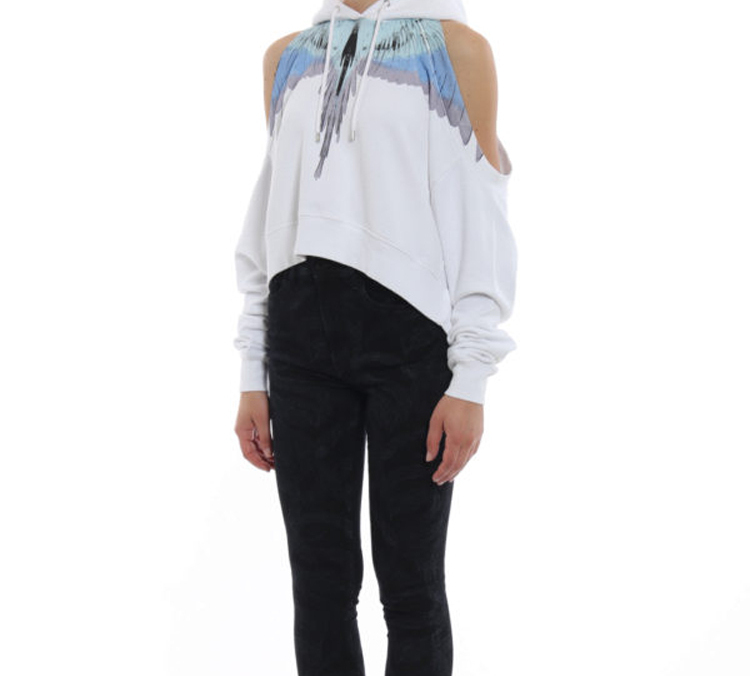 Lookbook (W) マルセロバーロン ホワイトフェザーウィングプリント オフショルダークロップフーディー CWBB020S186302460188