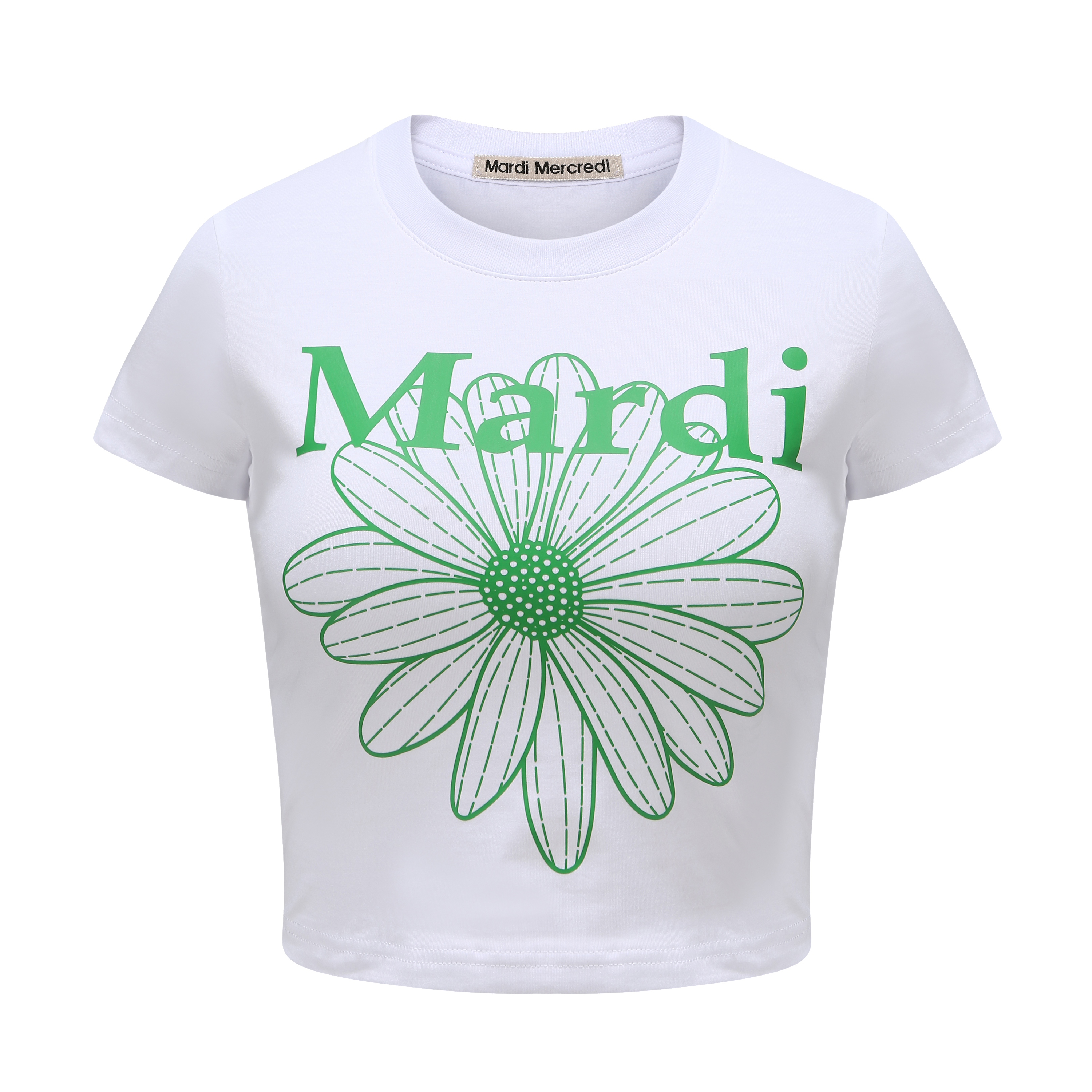 (Women) Mardi Mercredi  Daisy Print Cropped Short Sleeve T-Shirt. MBB2MTEEC091-1