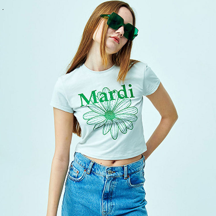 Details for (W) マルディメクルディ デイジープリント クロップド半袖Tシャツ MBB2MTEEC091-1