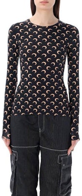 (W) Marine Serre 黑色標誌印花修身長袖T恤 WTS006CJER0001IT99 Lookbook (W) Marine Serre 黑色標誌印花修身長袖T恤 WTS006CJER0001IT99