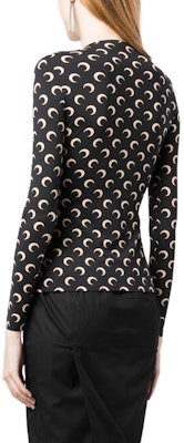 (W) Marine Serre 黑色標誌印花修身長袖T恤 WTS006CJER0001IT99 Details for (W) Marine Serre 黑色標誌印花修身長袖T恤 WTS006CJER0001IT99