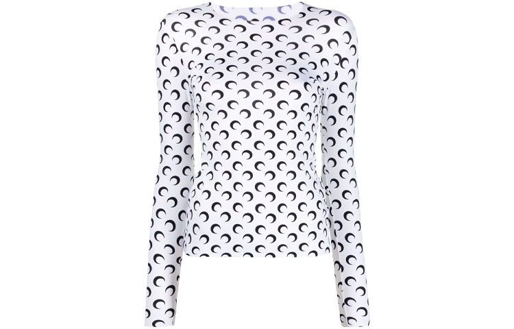 (Women) Marine Serre  Crescent Moon Print Slim Fit Long Sleeve Top T068ICONWSS2209