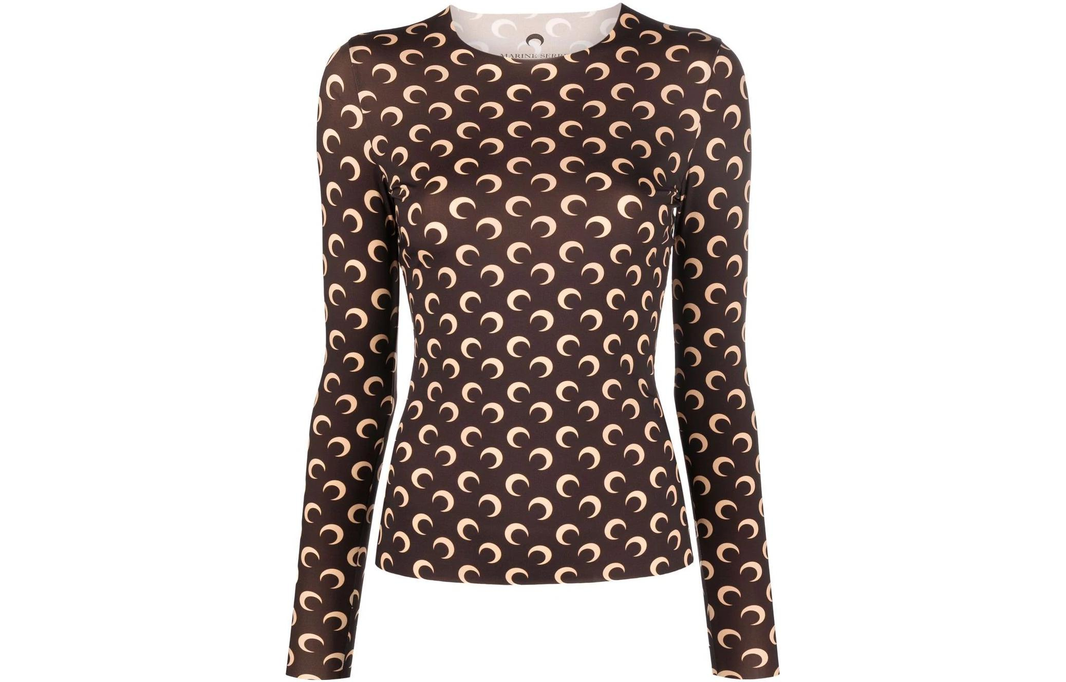 Shop (W) Marine Serre Baju Lengan Panjang Slim Fit Cetakan Bulan Sabit T068ICONWSS2209