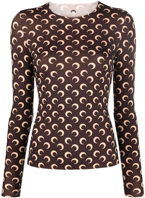 (W) Marine Serre Baju Lengan Panjang Slim Fit Cetakan Bulan Sabit T068ICONWSS2209 Shop (W) Marine Serre Baju Lengan Panjang Slim Fit Cetakan Bulan Sabit T068ICONWSS2209