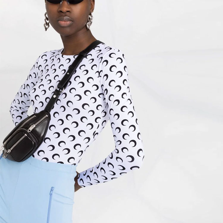 Purchase (W) Marine Serre Baju Lengan Panjang Slim Fit Cetakan Bulan Sabit T068ICONWSS2209