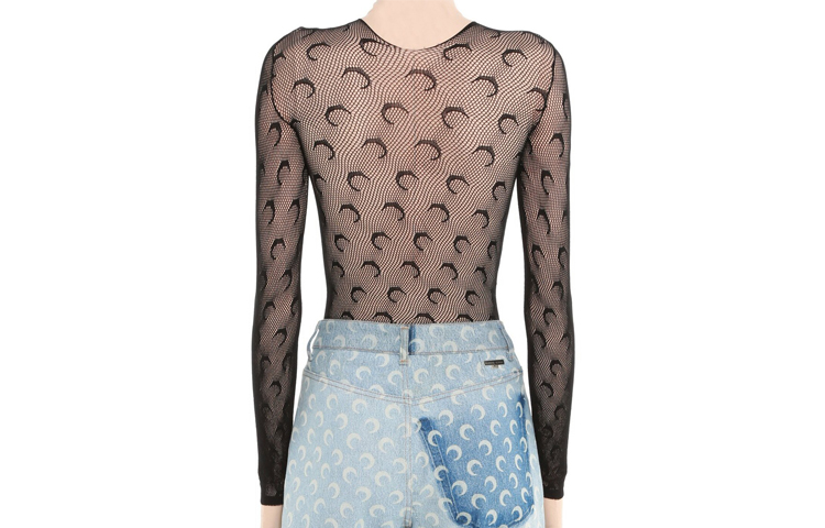 Lookbook (W) Marine Serre Slim Fit Baju-Cetak Bulan Hitam UW009ICONW