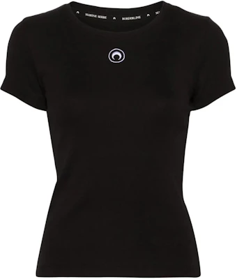 (Women) Marine Serre Black Pattern Embroidered Crewneck Short Sleeve T-Shirt Women SS24 WTT012CJER0008-BLACK Buy (Women) Marine Serre Black Pattern Embroidered Crewneck Short Sleeve T-Shirt Women SS24 WTT012CJER0008-BLACK