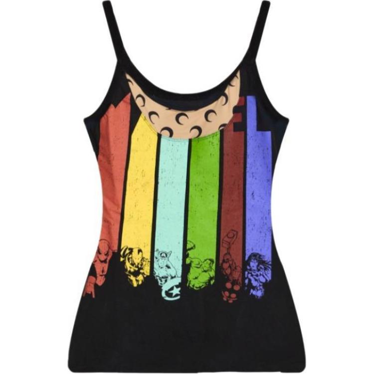 (Women) Marine Serre Black U-Neck Slim Fit Printed Tank Top WTT0047UJER0003BK99