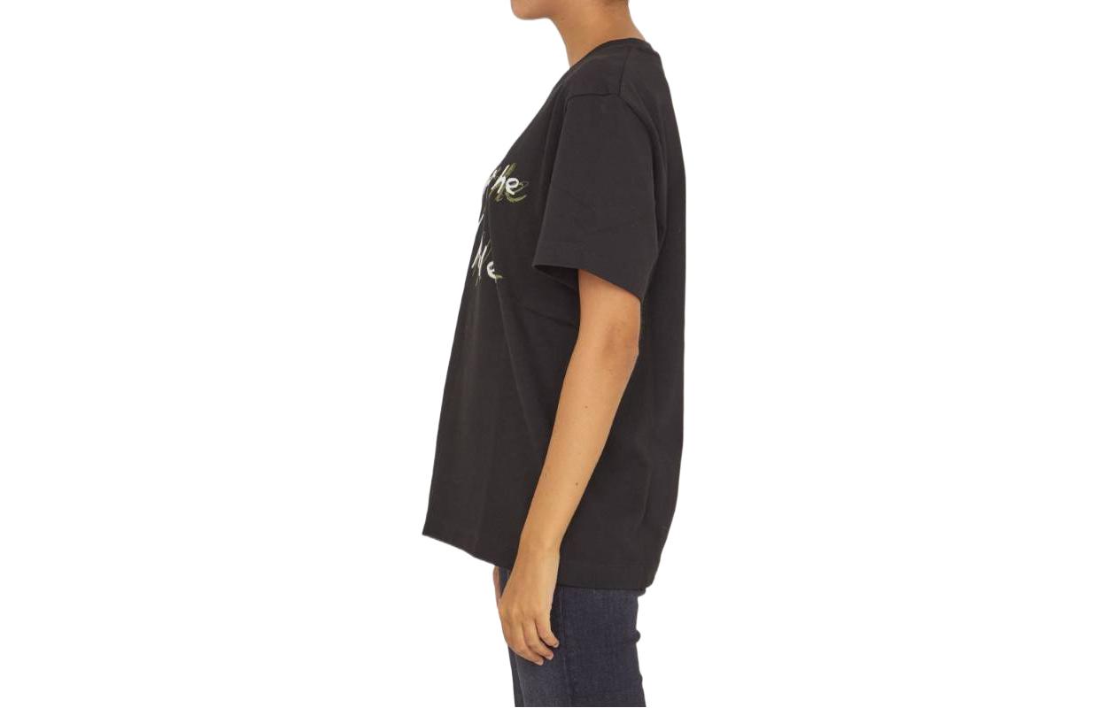 Shop (W) Marine Serre FW22 黑色Logo印花短袖圓領T恤 T129FW22M00