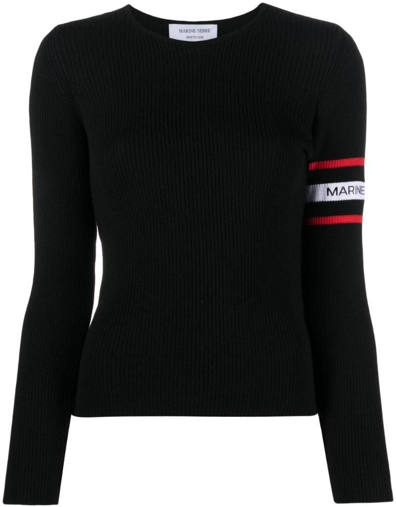 women-marine-serre-fw-22-black-solid-crewneck-sweater-with-striped-trim-t229-fw-22-w00