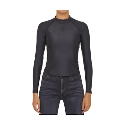 (Women) Marine Serre FW22 Black Turtleneck Long Sleeve Logo Tee. T221ICONWFW2200
