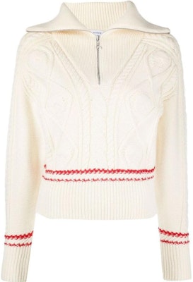 (W) Marine Serre FW22 女款條紋羊毛半拉鍊針織毛衣 米白色 T294FW22W09 Buy (W) Marine Serre FW22 女款條紋羊毛半拉鍊針織毛衣 米白色 T294FW22W09