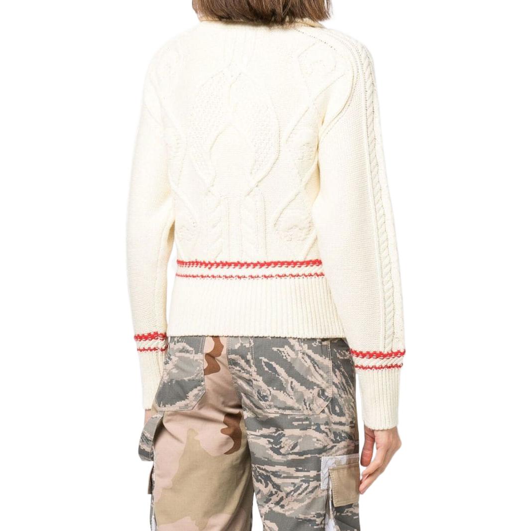 Shop (W) Marine Serre FW22 女款條紋羊毛半拉鍊針織毛衣 米白色 T294FW22W09