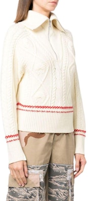 (W) Marine Serre FW22 女款條紋羊毛半拉鍊針織毛衣 米白色 T294FW22W09 Purchase (W) Marine Serre FW22 女款條紋羊毛半拉鍊針織毛衣 米白色 T294FW22W09