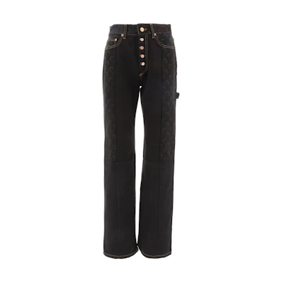 (Women) Marine Serre FW22 High-Waisted Black Jeans for Women P141FW22WUDENCO000400BLAC