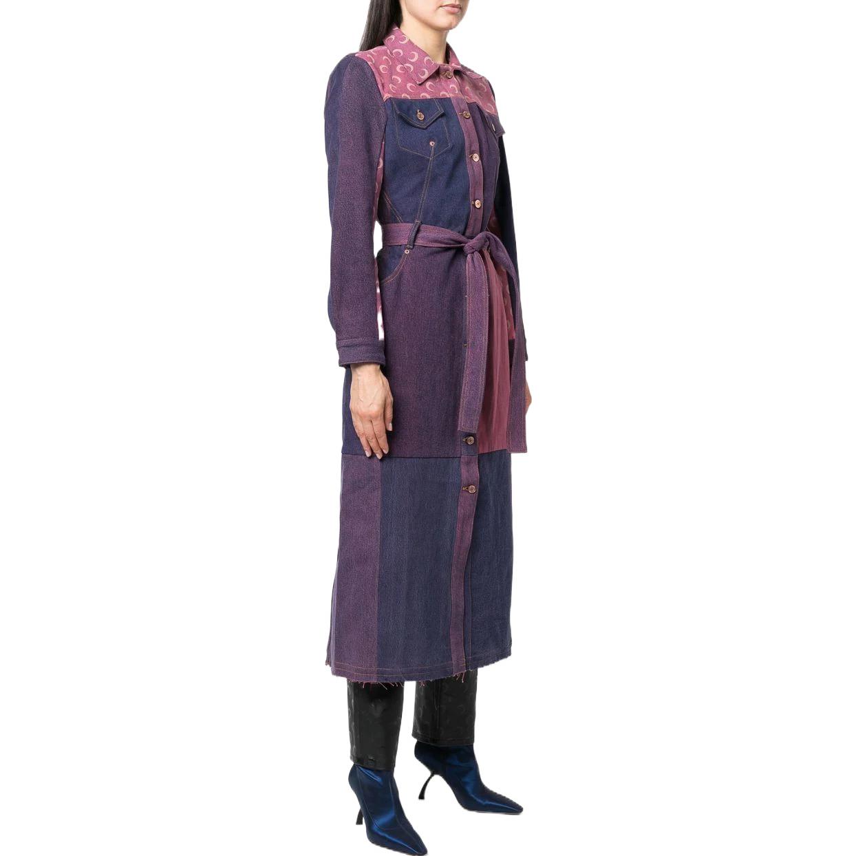 Purchase (W) Marine Serre 2022秋冬紅色拼布單排扣長版牛仔外套 女款 C049WU07