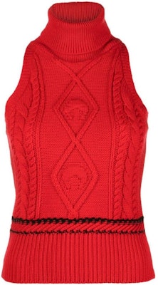 (W) Marine Serre FW22 無袖高領羊毛針織背心橙色毛衣 T289FW22WKNIWO03002RED02 Buy (W) Marine Serre FW22 無袖高領羊毛針織背心橙色毛衣 T289FW22WKNIWO03002RED02