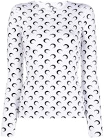 (Women) Marine Serre FW23 Slim-Fit Moon Print Long Sleeve White T-Shirt. WTO068WH00 (Women) Marine Serre FW23 Slim-Fit Moon Print Long Sleeve White T-Shirt. WTO068WH00