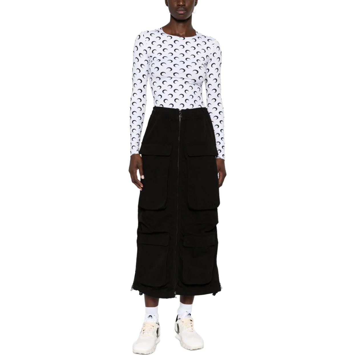 Lookbook (W) Marine Serre FW23 修身月亮印花長袖白色T恤 WTO068WH00