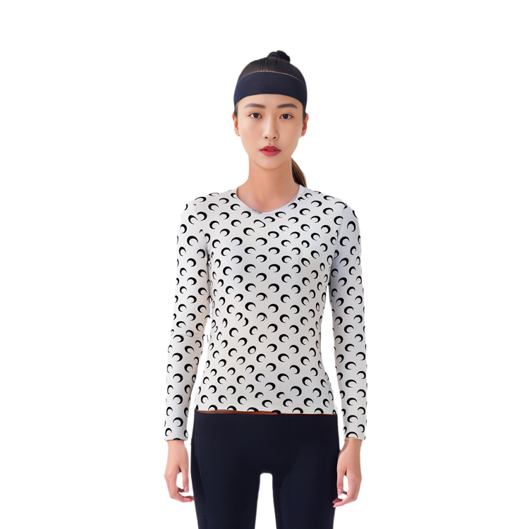 Details for (W) Marine Serre FW23 修身月亮印花長袖白色T恤 WTO068WH00