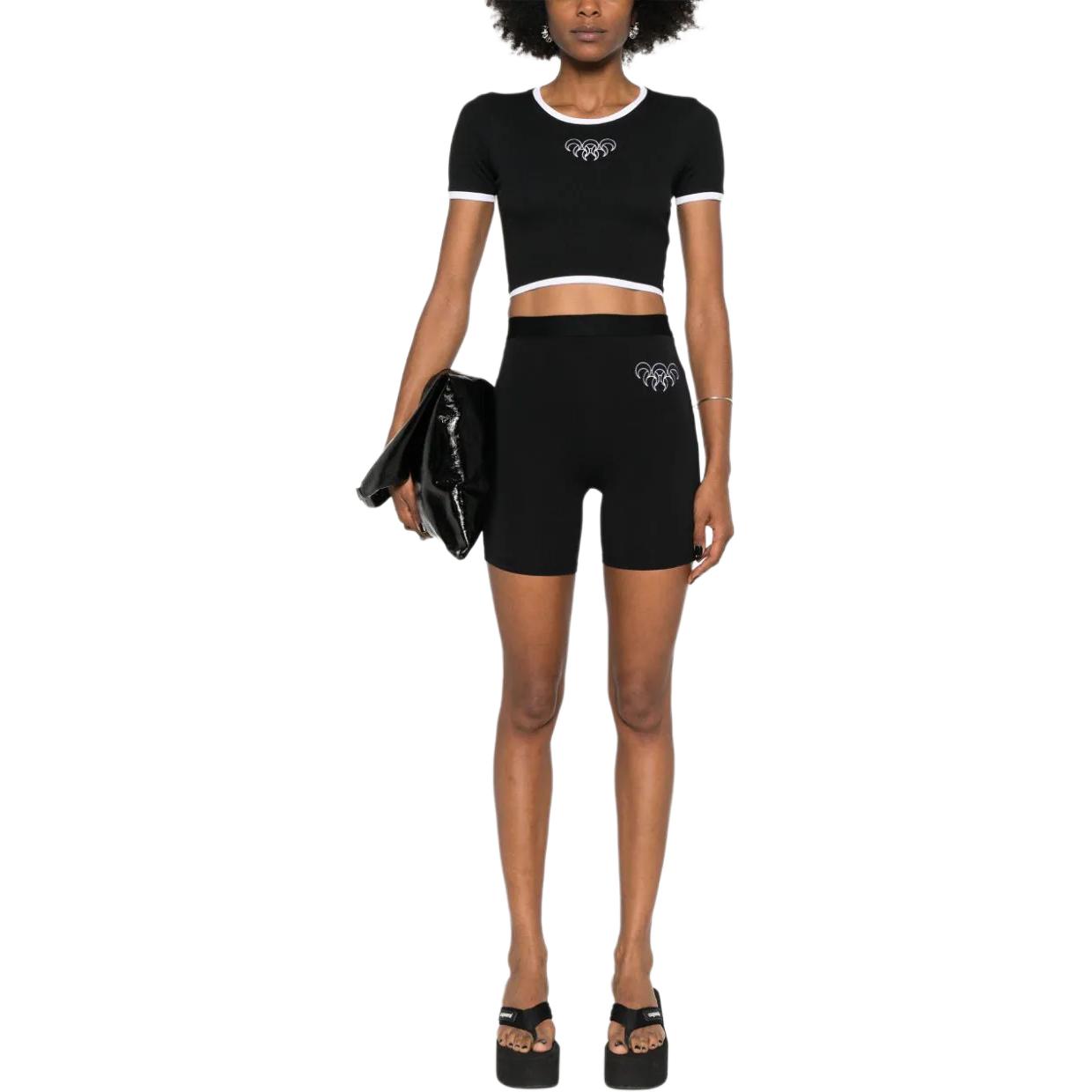 Lookbook (W) Marine Serre FW24 黑色刺繡修身短版T恤 WTO087ABK99-BLACK
