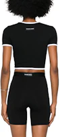 Shop (W) Marine Serre FW24 黑色刺繡修身短版T恤 WTO087ABK99-BLACK