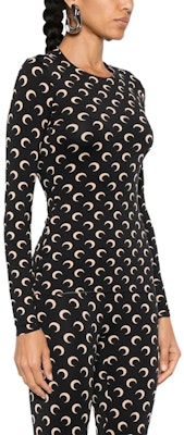 (W) Marine Serre FW24 黑色印花長袖圓領T恤 WTS006ACJER0001-BLACK Purchase (W) Marine Serre FW24 黑色印花長袖圓領T恤 WTS006ACJER0001-BLACK