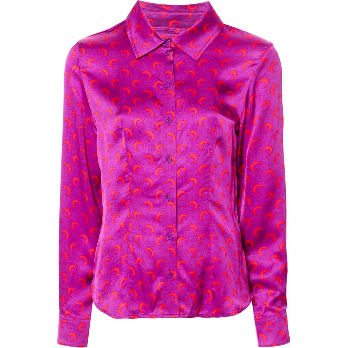 Order (W) Marine Serre FW24 紫色印花曲線下擺長袖襯衫 WSI023ACWOV0035PU40-PURPLE