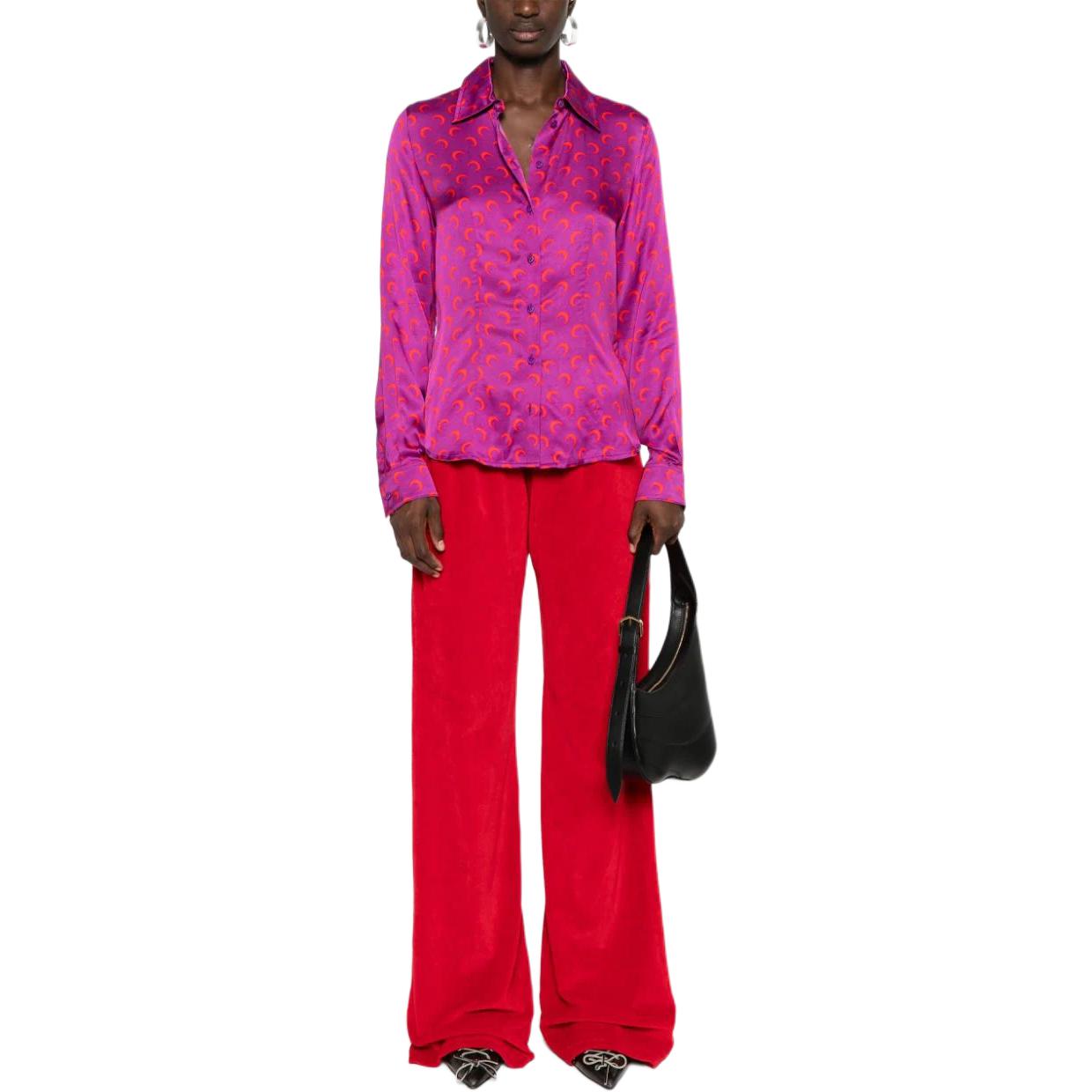 Lookbook (W) Marine Serre FW24 紫色印花曲線下擺長袖襯衫 WSI023ACWOV0035PU40-PURPLE