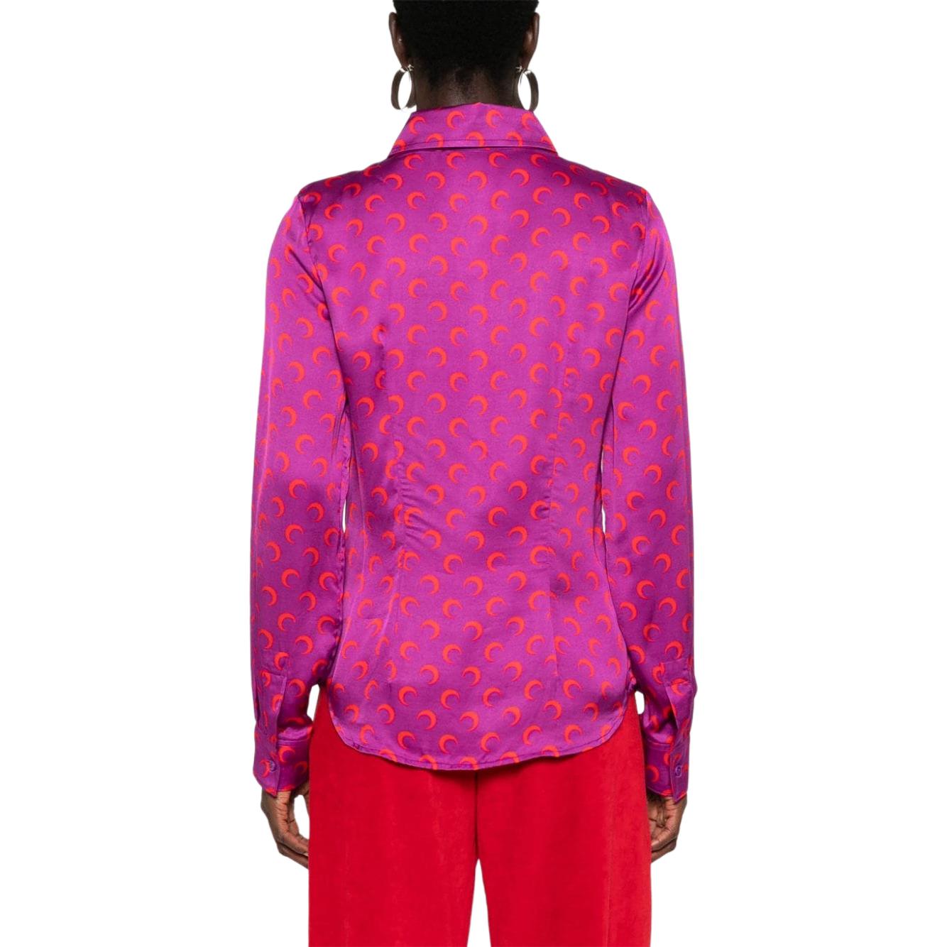 Shop (W) Marine Serre FW24 紫色印花曲線下擺長袖襯衫 WSI023ACWOV0035PU40-PURPLE