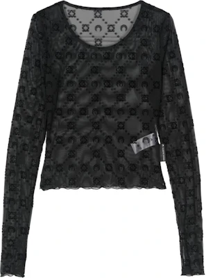 (Women) Marine Serre FW24 Black Cropped Printed Long-Sleeve T-Shirt. WTS012ABK99BLACK Buy (Women) Marine Serre FW24 Black Cropped Printed Long-Sleeve T-Shirt. WTS012ABK99BLACK
