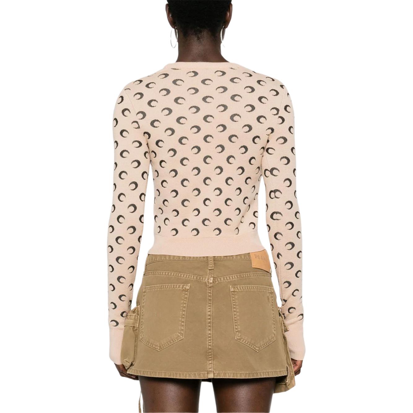 Shop (W) Marine Serre FW24 修身提花露腰針織毛衣 淺棕色 WTK014ACKNI0033TA10