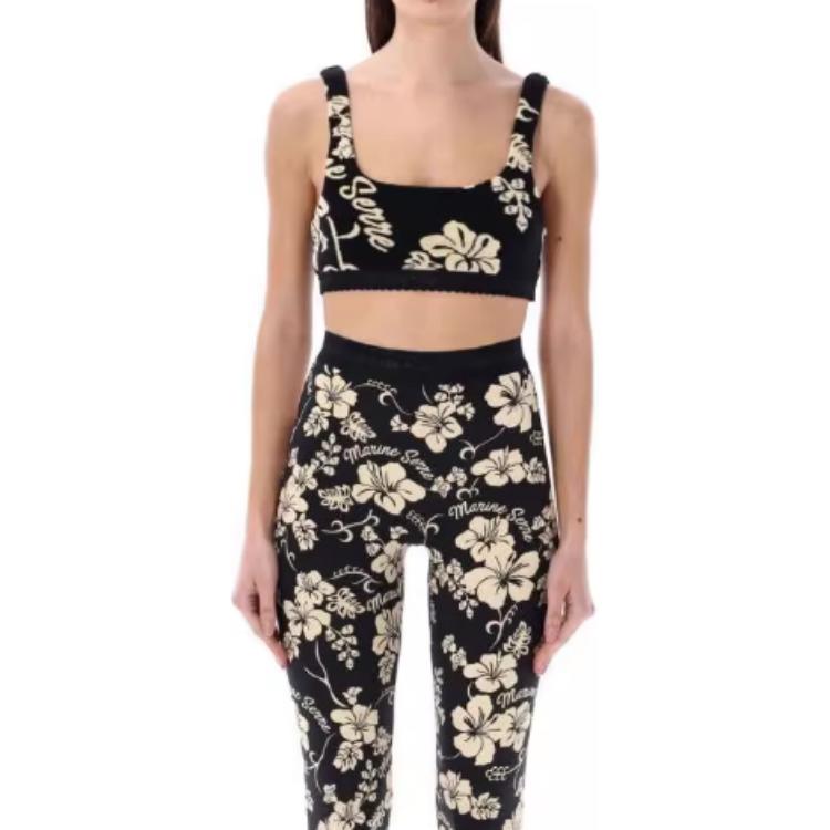 (Women) Marine Serre Printed Sleeveless Crop Top Black PWTO390CJER0035BK99