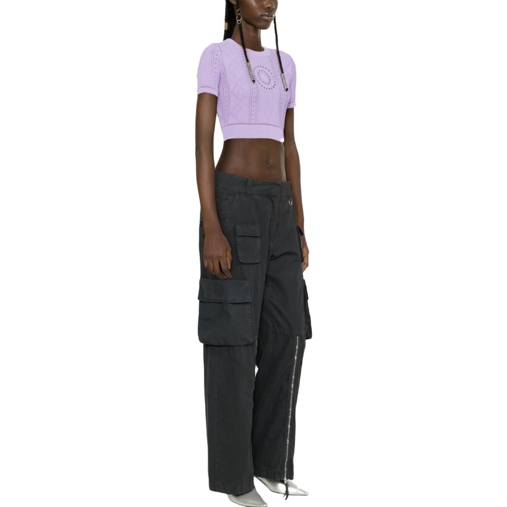 Purchase (W) Top Corto de Punto de Malla Sólida Marine Serre Suéter T337SS23WKNIVI035