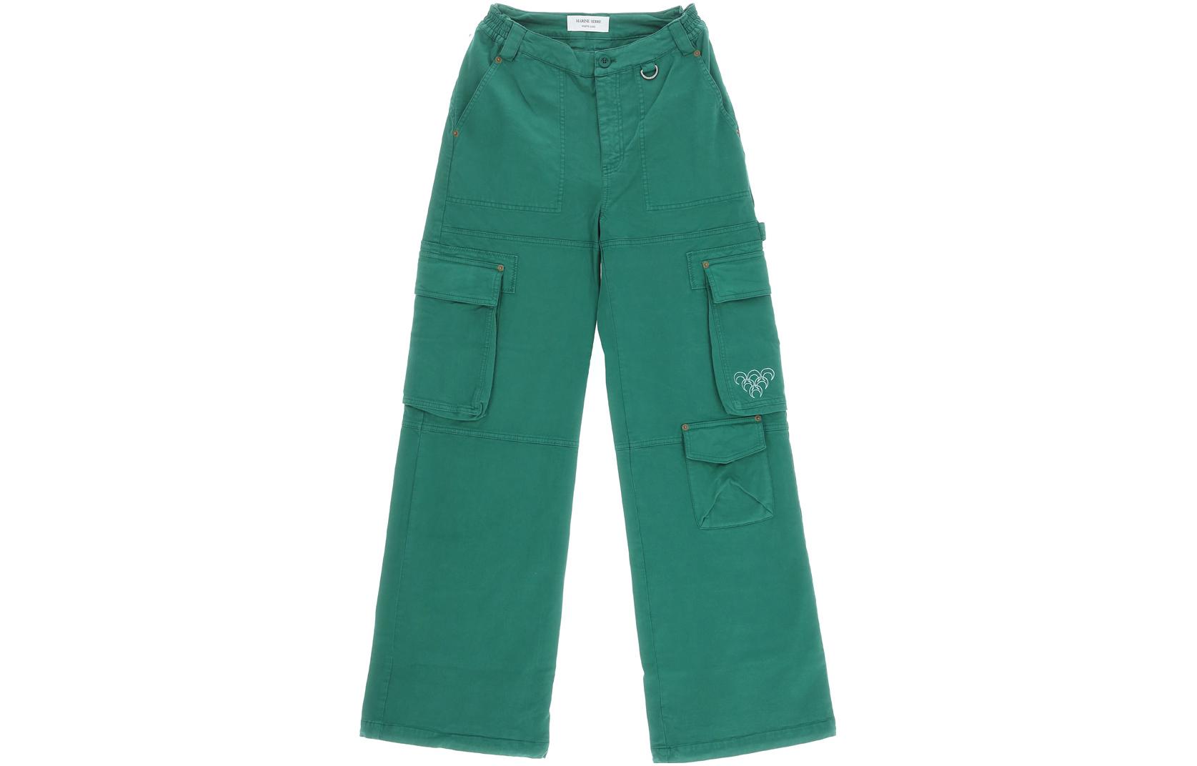 (Women) Marine Serre Solid Mid-Waist Straight-Leg Pants Women’s Green. P120WWOTCO00405