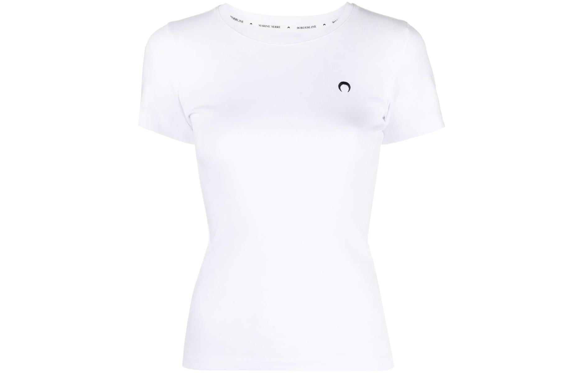 (Women) Marine Serre SS21  Slim-Fit Logo Embroidered T-Shirt White T067ICONWJERCO0029