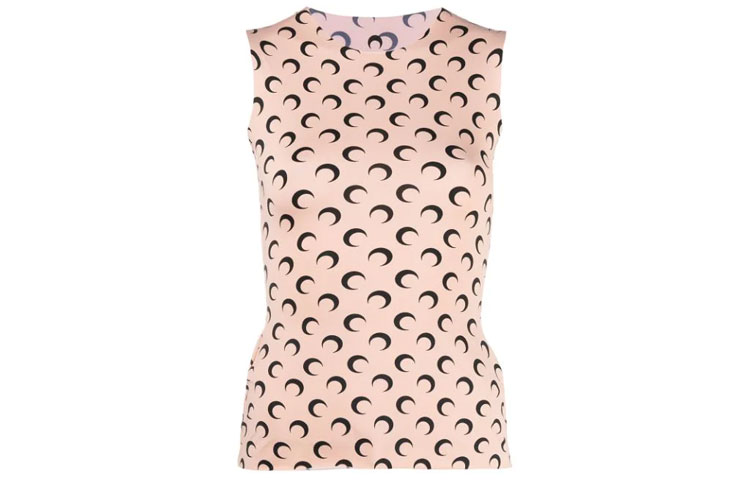 (Women) Marine Serre SS21 Half Moon Print Tank Top Pink T162SS21WJERPA0001