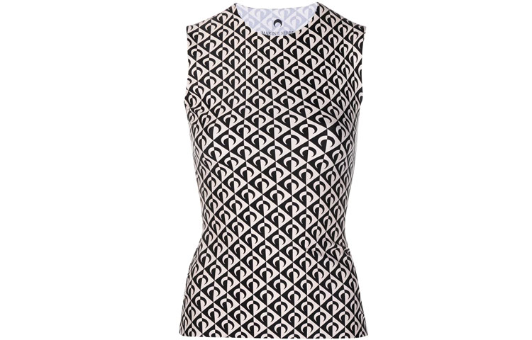 (Women) Marine Serre SS21 Large Logo Tank Top Women Black T162SS21WPA002200