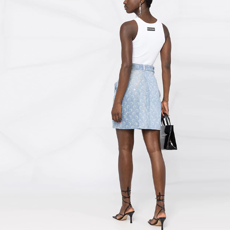 Shop (W) Marine Serre SS21 Logo 刺繡女款白色背心 UW010ICONWJERCO0030