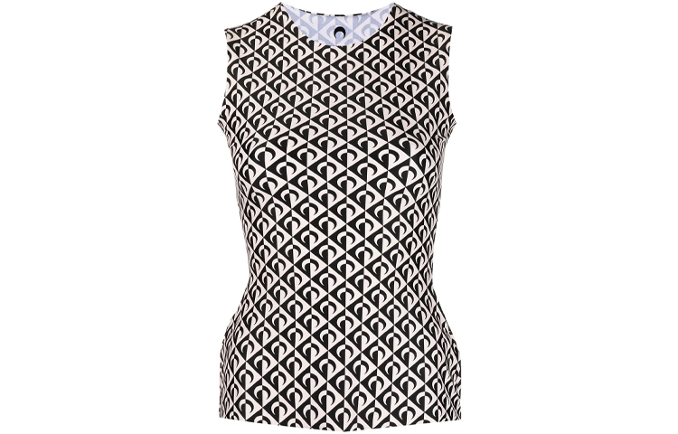 (Women) Marine Serre SS21 Moon Print Tank Top Women Black T162SS21WJERPA0020