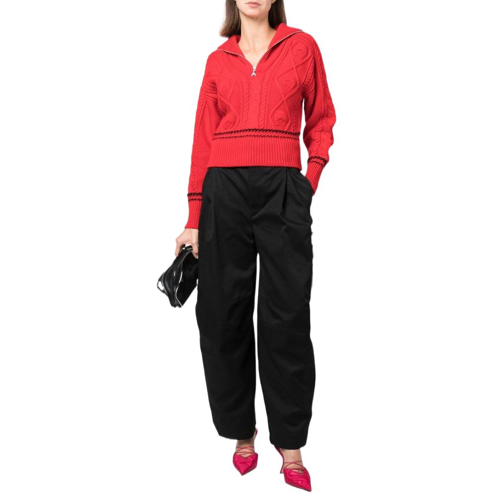 Lookbook (W) Marine Serre SS22 紅色條紋針織羊毛毛衣. T294FW22W02