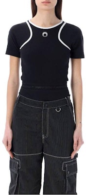 (W) Marine Serre SS23 黑色對比修身短袖連身褲 T200ICONWSS2300BLACK Buy (W) Marine Serre SS23 黑色對比修身短袖連身褲 T200ICONWSS2300BLACK