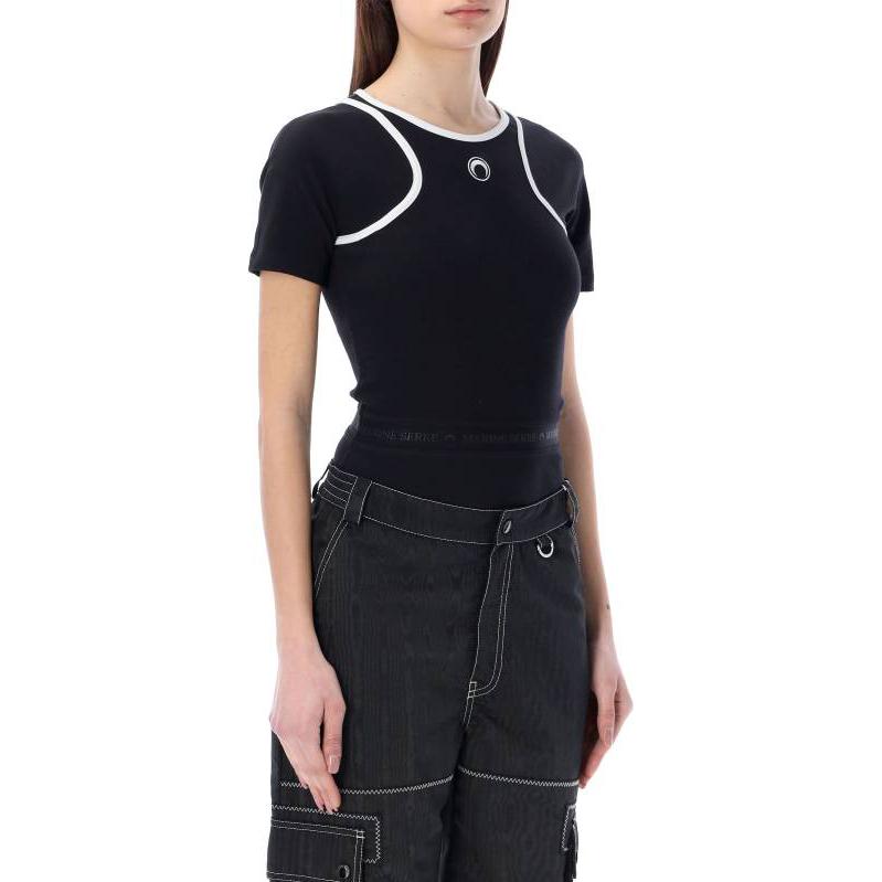 Purchase (W) Marine Serre SS23 黑色對比修身短袖連身褲 T200ICONWSS2300BLACK