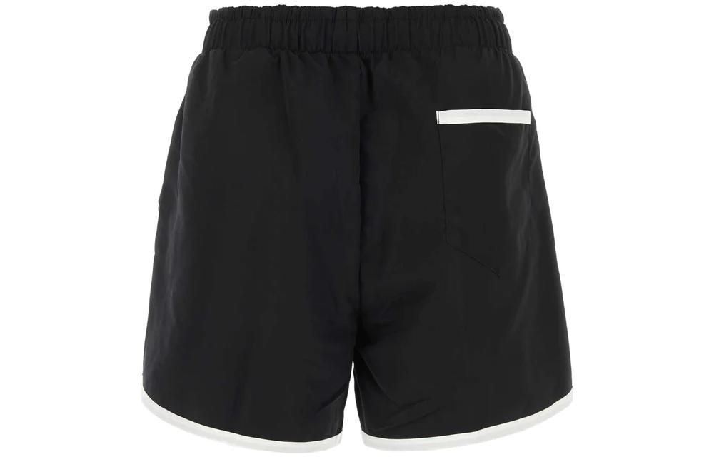 (Women) Marine Serre SS23  Black Patterned Mid-Waist Minimalist Shorts SH029SS23MWOVWV08200