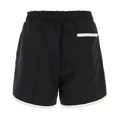 (Women) Marine Serre SS23 Black Patterned Mid-Waist Minimalist Shorts SH029SS23MWOVWV08200