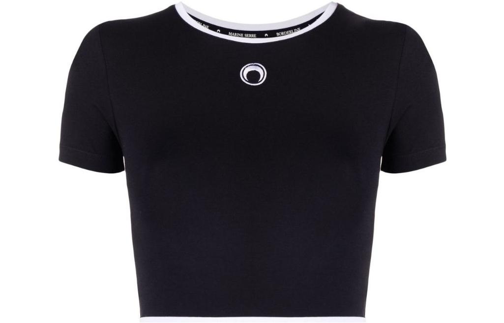 (Women) Marine Serre SS23  Moon Print Crewneck T-Shirt Black T337SS23W00