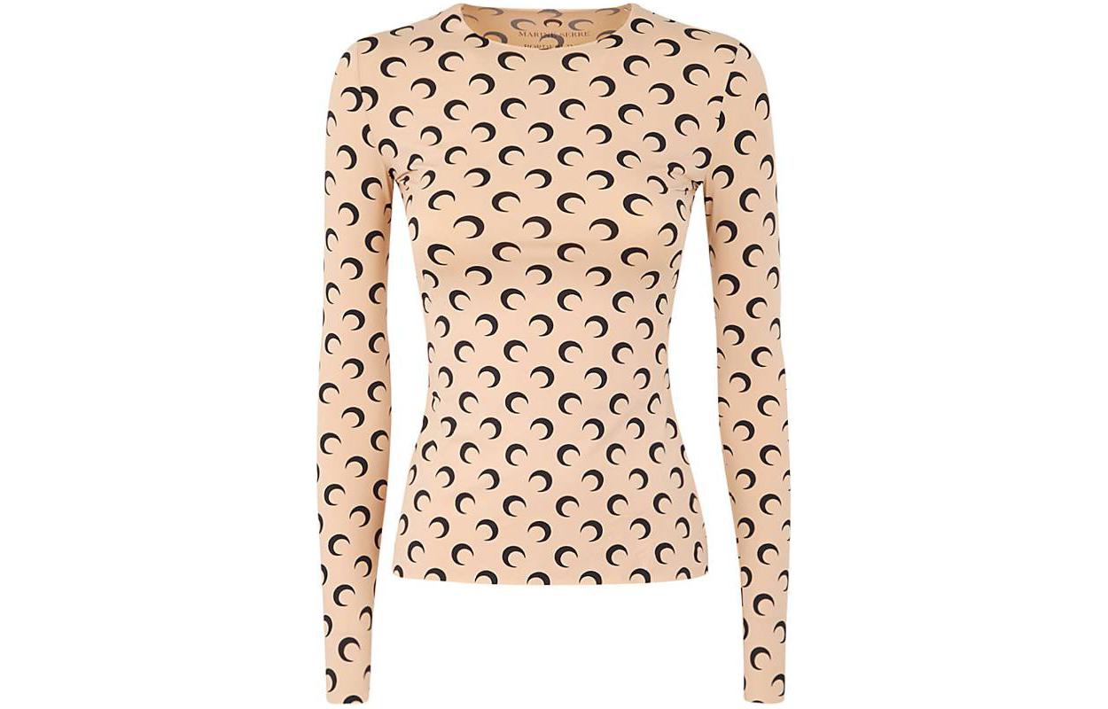 (Women) Marine Serre SS23 All-Over Print Slim Long-Sleeve Tee Yellow Women’s WTO068CJER0001TA10