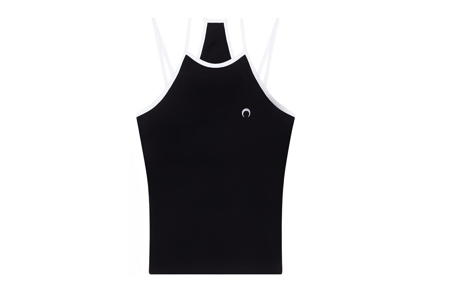 (Women) Marine Serre SS23 Contrast Trim Logo Print Cami Top Women Black White. T353SS23W00